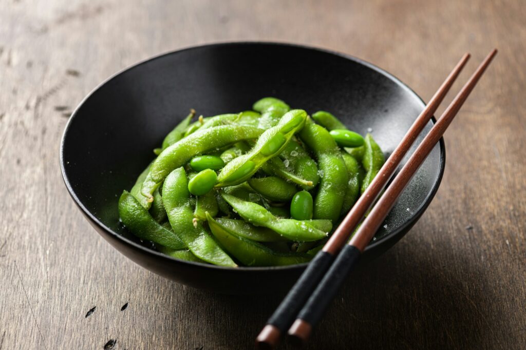 steamed edamame beans